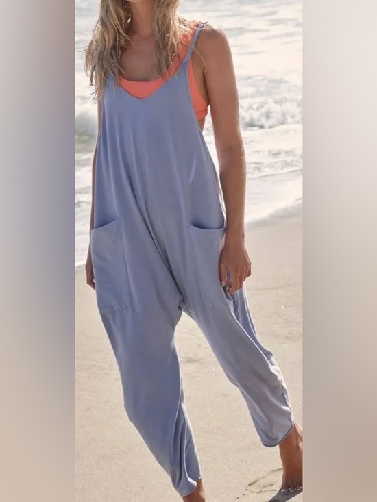 Free People Pants - Free People Relaxed Light Blue Harem-Style Jumpsuit